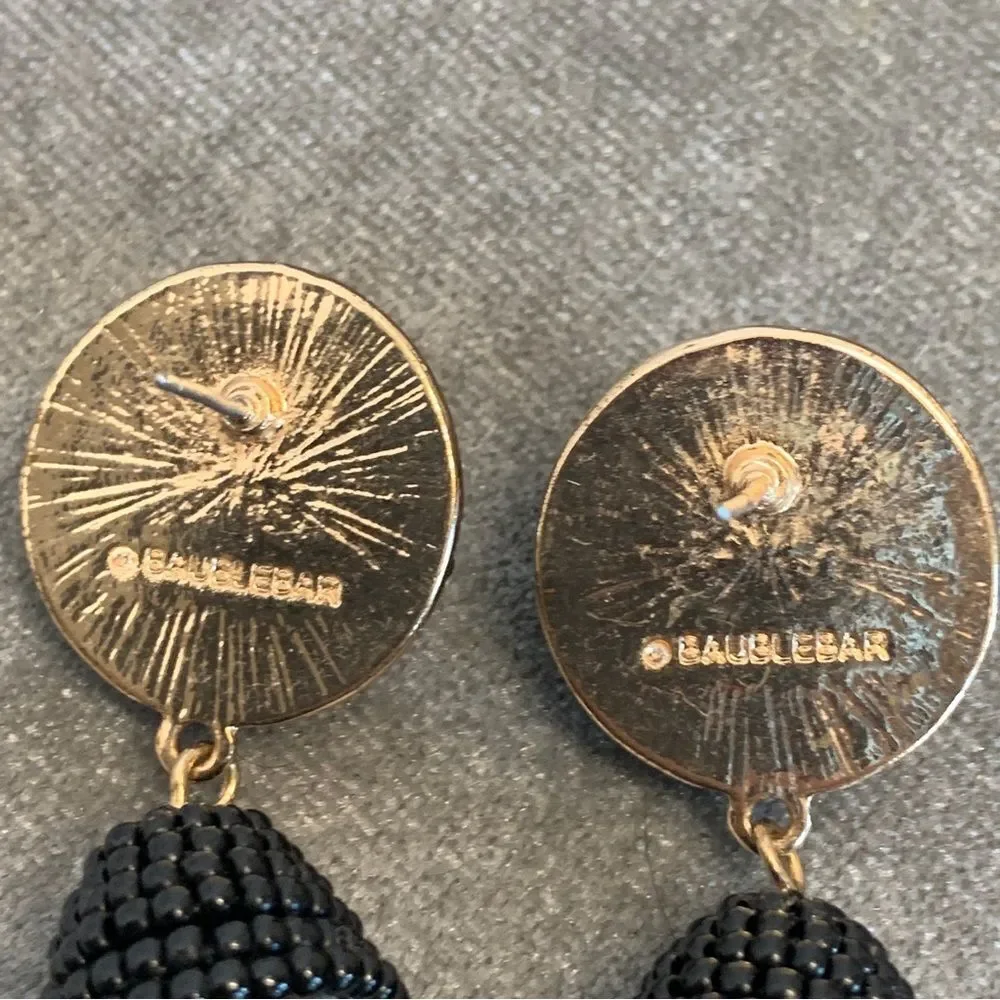 Baublebar Black Beaded Tassel dangling Statement Earrings